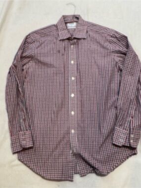 TM Lewin Men's Red Check Dress Shirt - Classic Button-Down